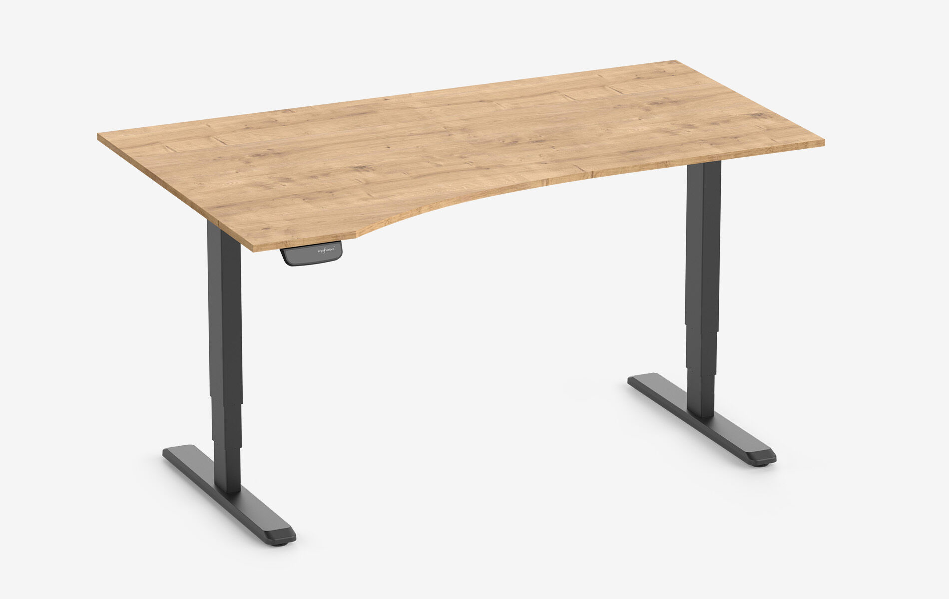 PRIMUS Freiformschreibtisch, Gestell Schwarz, Tischplatte 1800 x 800/1000 x 25 mm Eiche, Ausführung Rechts